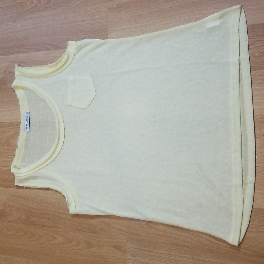 Misslook yellow cotton slub tank top XL EUC